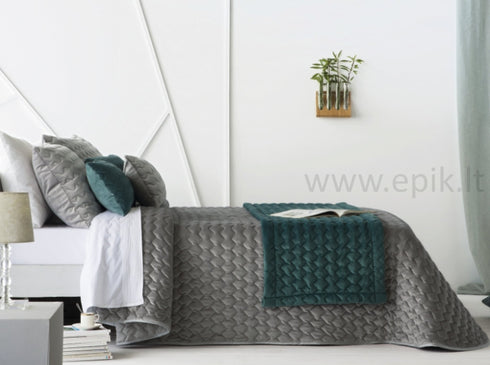 Prabangi velvetinė lovatiesė "Naroa Grey", pilkos spalvos